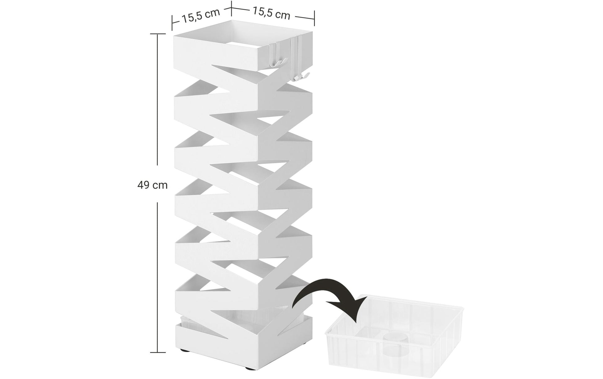 Songmics Schirmständer – Metall, Weiss, 15,5 × 15,5 × 49 cm
