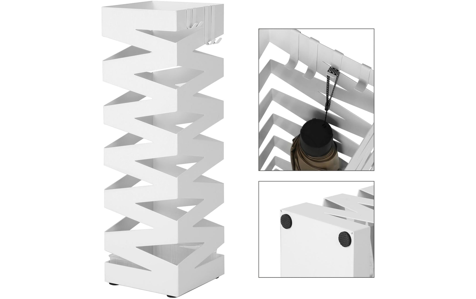 Songmics Schirmständer – Metall, Weiss, 15,5 × 15,5 × 49 cm