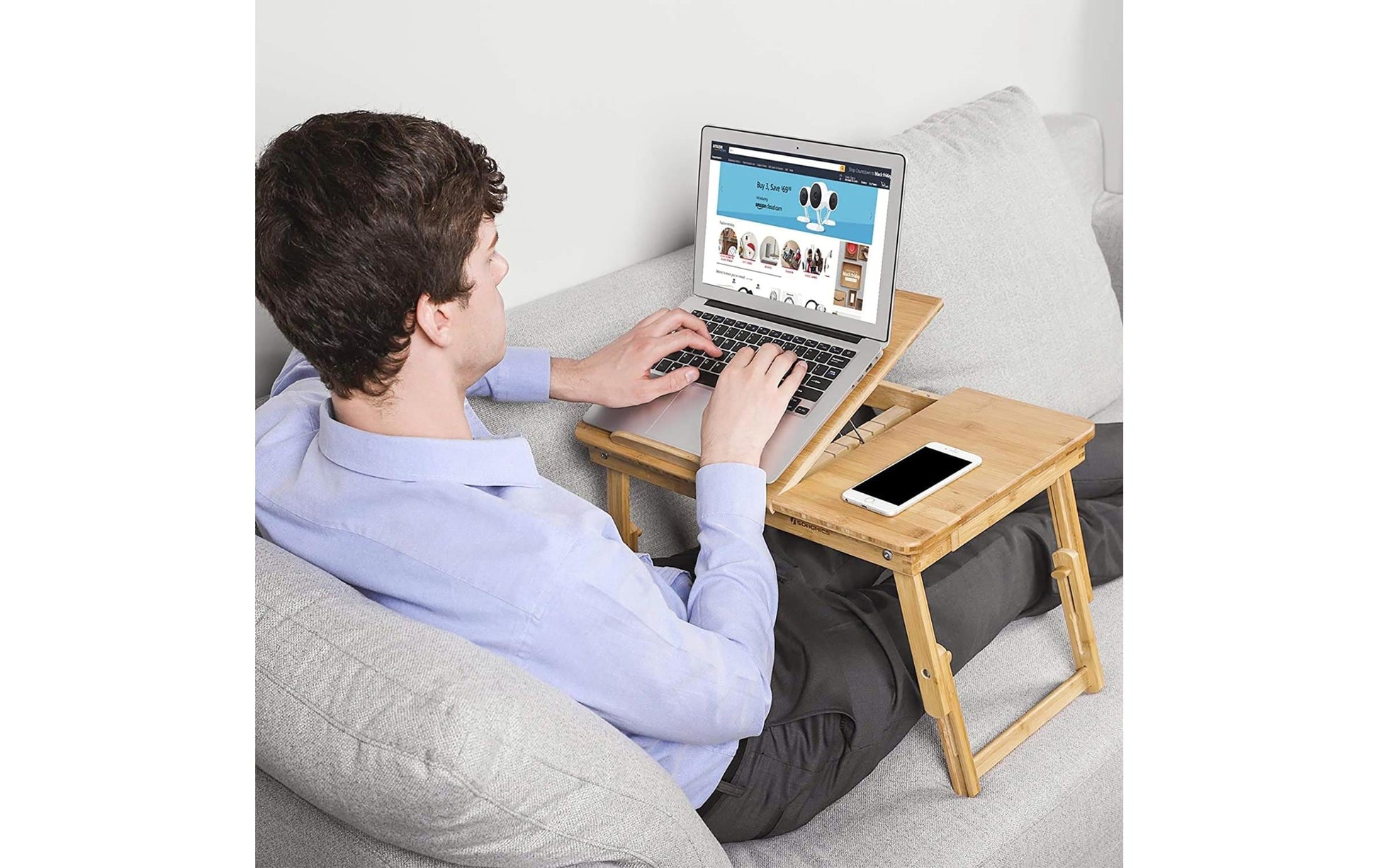 Songmics Laptop-Ständer – bis 15", höhenverstellbar – Bambus, Braun
