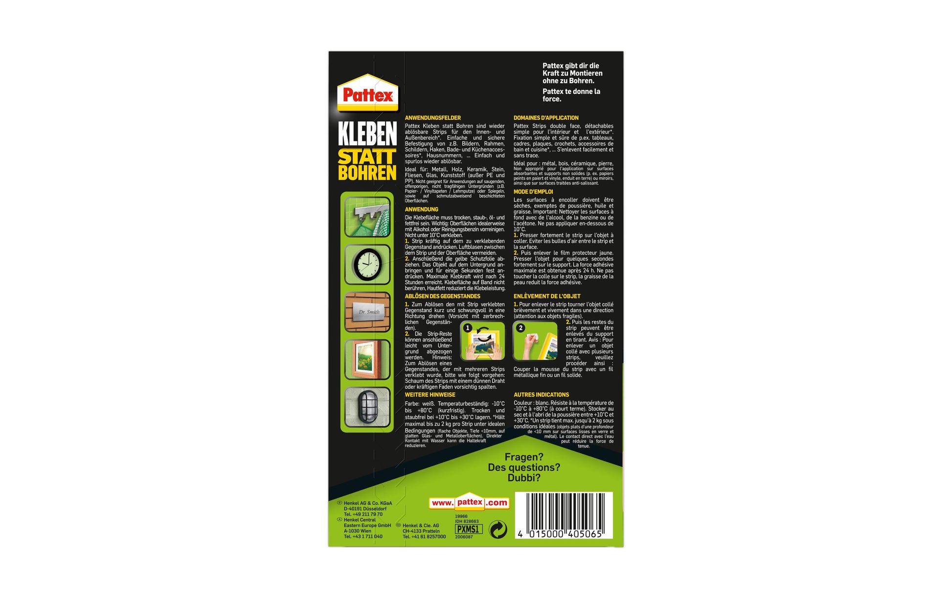 Pattex Montagestreifen – 20 × 40 mm, weiss, 10 Stk.