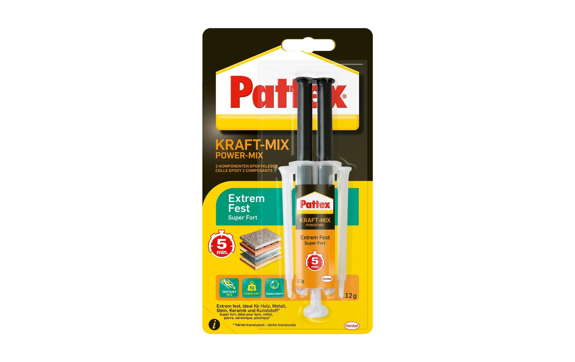 Pattex Kraft-Mix 2K-Epoxidharzkleber Extrem Fest – Transparent