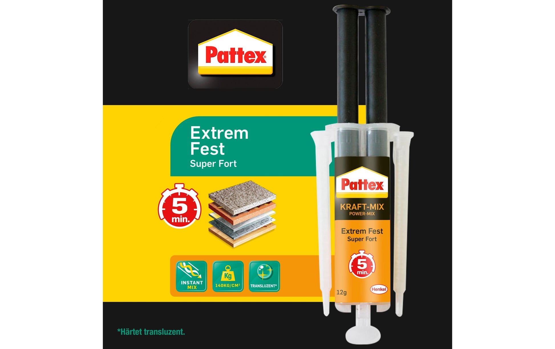 Pattex Kraft-Mix 2K-Epoxidharzkleber Extrem Fest – Transparent