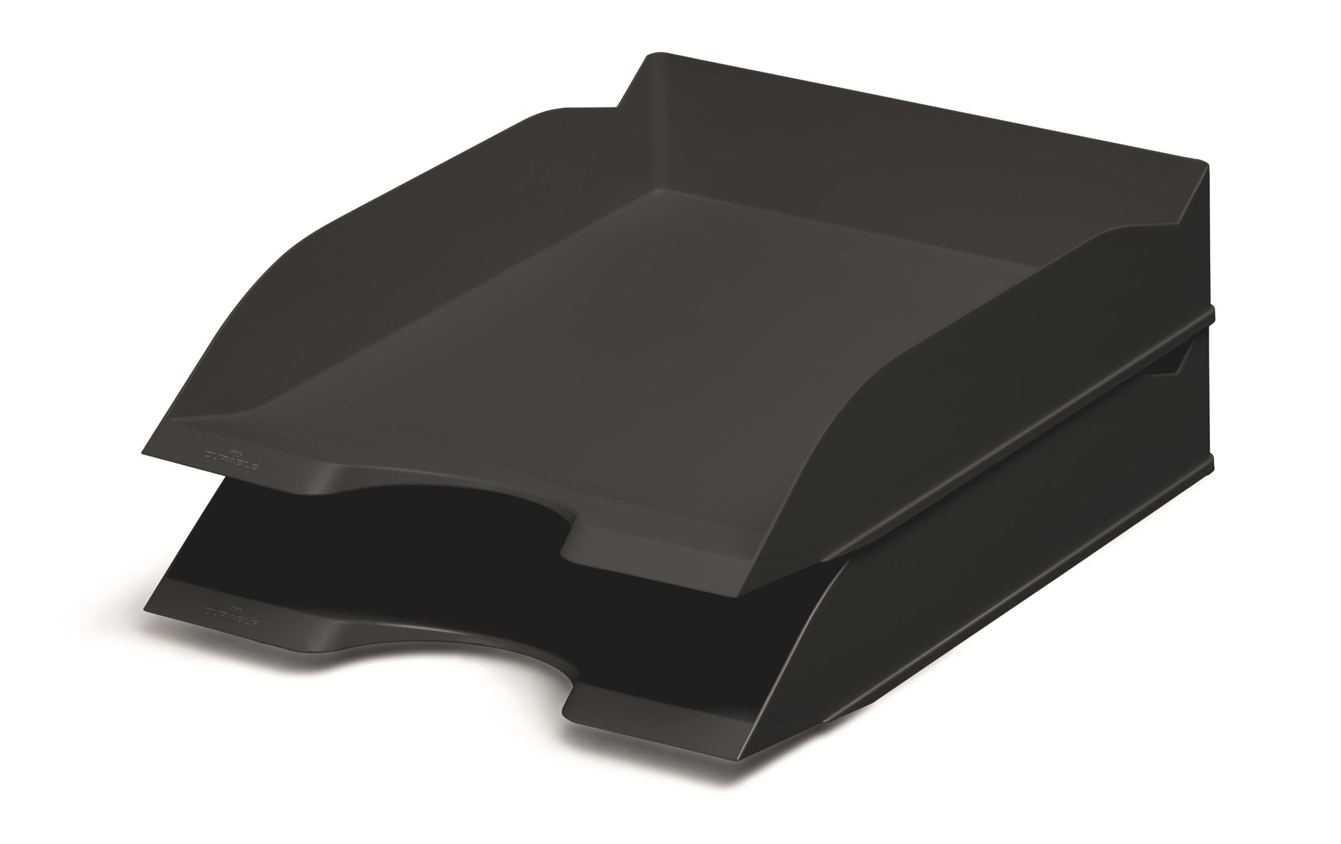 Durable Briefkorb – für A4, C4, stapelbar, mit Griffausschnitt, matt, schwarz, B 253 × H 63 × T 337 mm