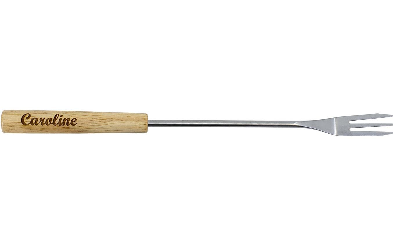 Kadastar Fonduegabeln – 6er-Set, Edelstahl, Holzgriff, Hellbraun, FSC, für Käsefondue