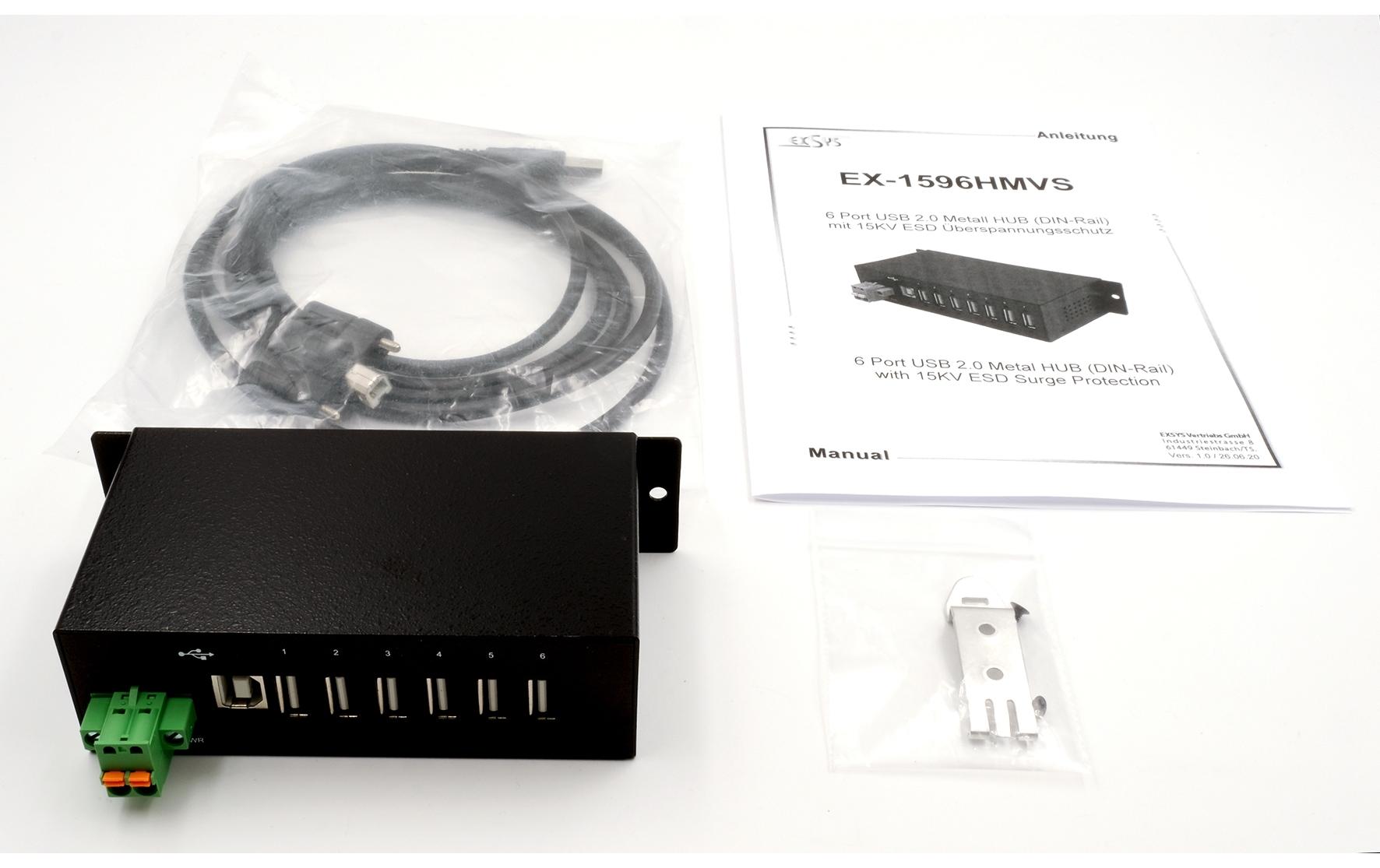 EXSYS EX-1596HMVS USB-Hub – USB 2.0, 6× USB-A