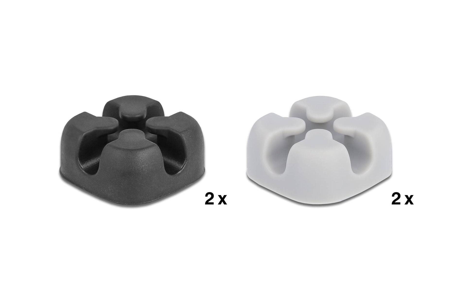 DeLOCK Kabelhalter, selbstklebend, Ø bis 5 mm, 4er-Pack – Schwarz/Grau