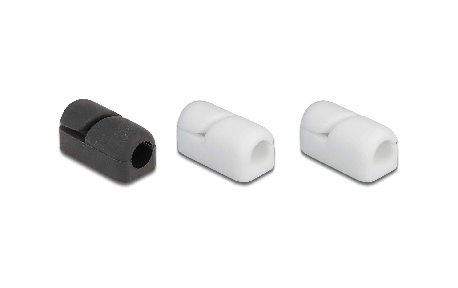 DeLOCK Kabelhalter, selbstklebend, selbstschliessend, Durchmesser bis 6 mm, 3er-Pack – schwarz/weiss
