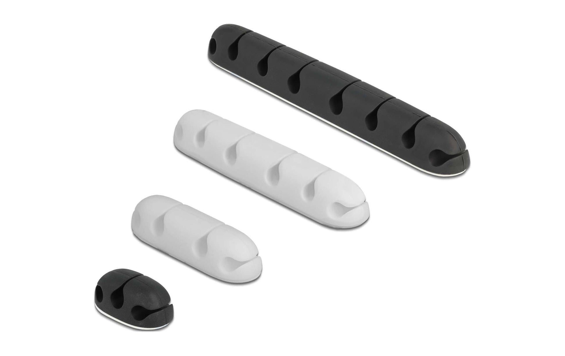 DeLOCK Kabelhalter, selbstklebend, Ø bis 5 mm, 4er-Pack, schwarz/weiss