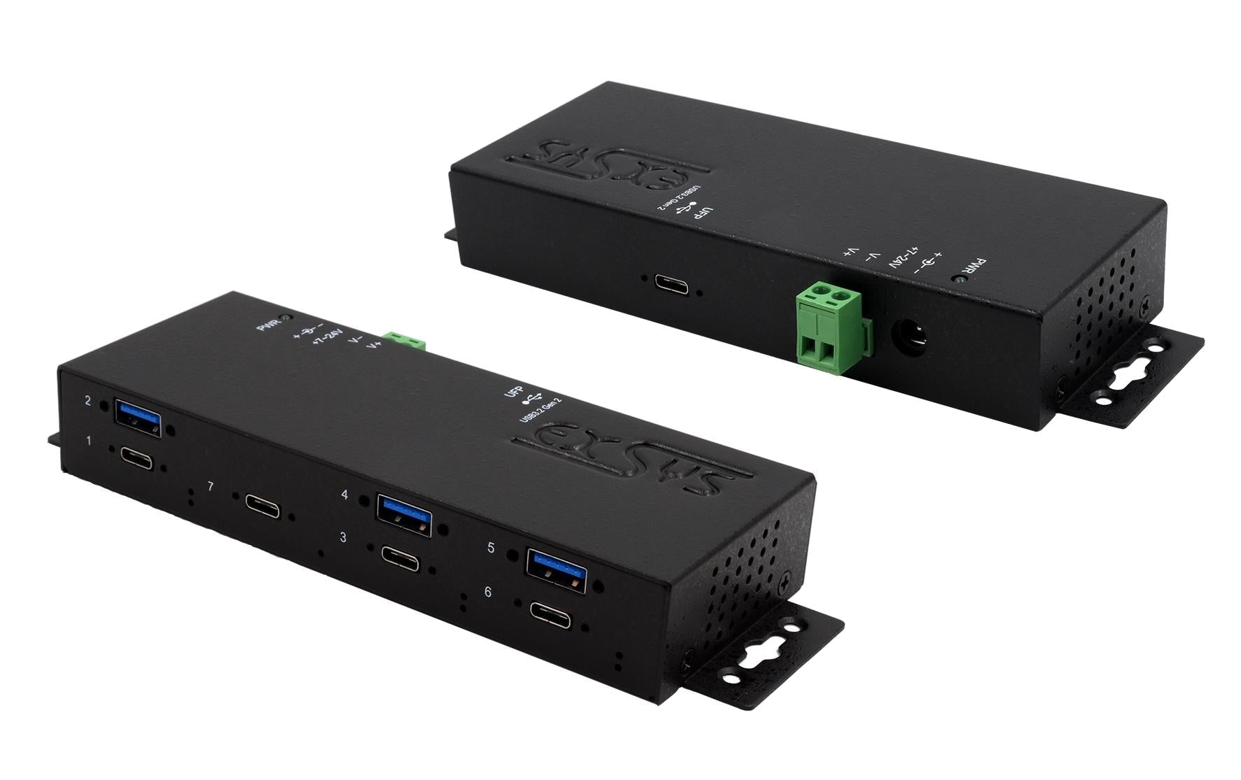 EXSYS EX-1237HMVS USB-Hub – 4× USB-C (10 Gbit/s), 3× USB-A