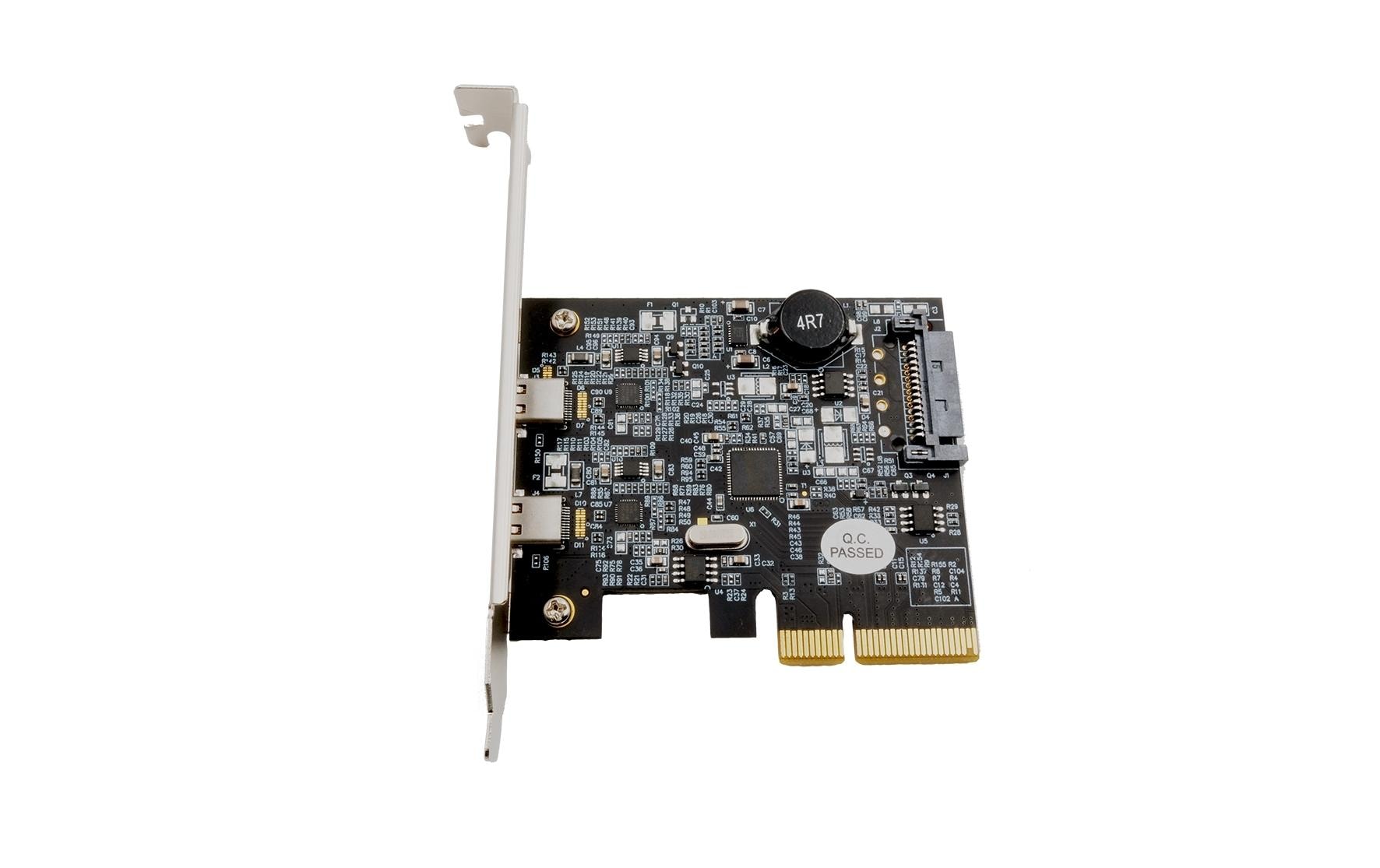 EXSYS EX-12000 PCIe USB-C Karte – 2× USB 3.2 Gen 2 (10 Gbit/s), PCIe Gen3x4, ASMedia ASM3142 – Low Profile