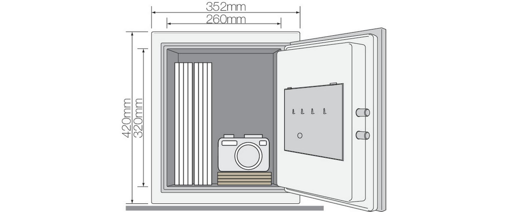Yale Tresor – mit Zahlenschloss, Metall, schwarz, 352 × 433 × 420 mm