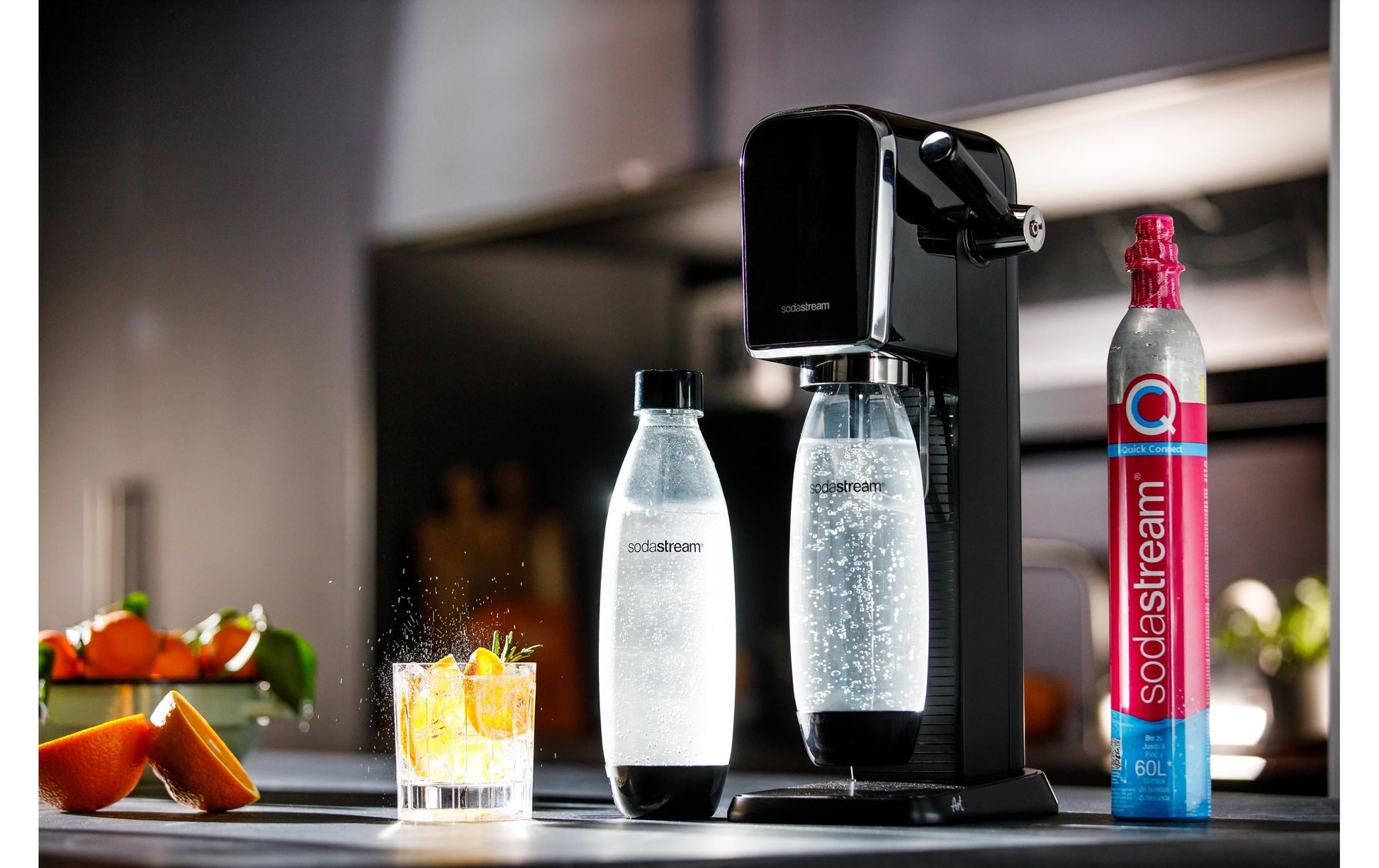 SodaStream Wassersprudler, 1 Flasche, Quick Connect 60 l, Schwarz