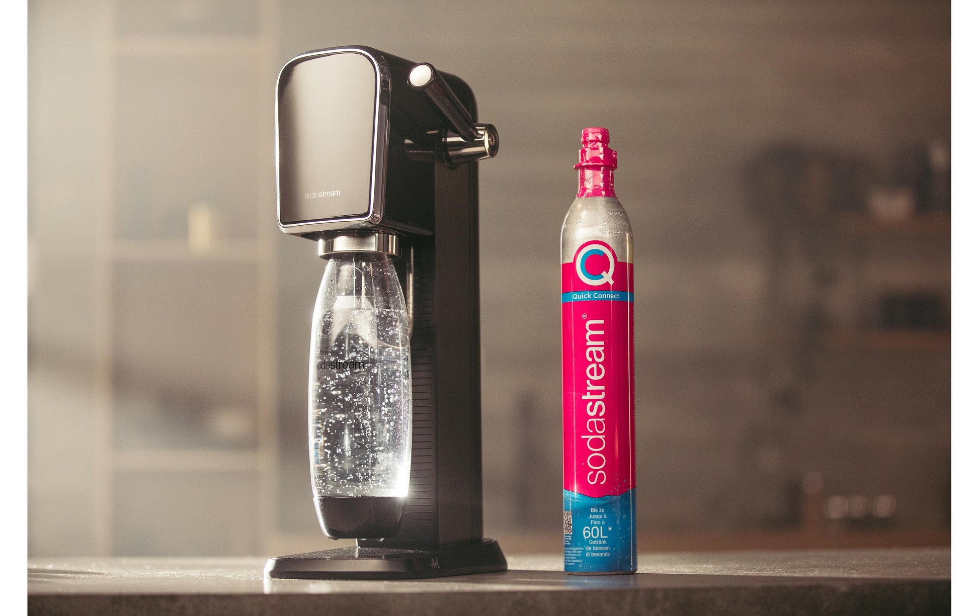 SodaStream Wassersprudler, 1 Flasche, Quick Connect 60 l, Schwarz