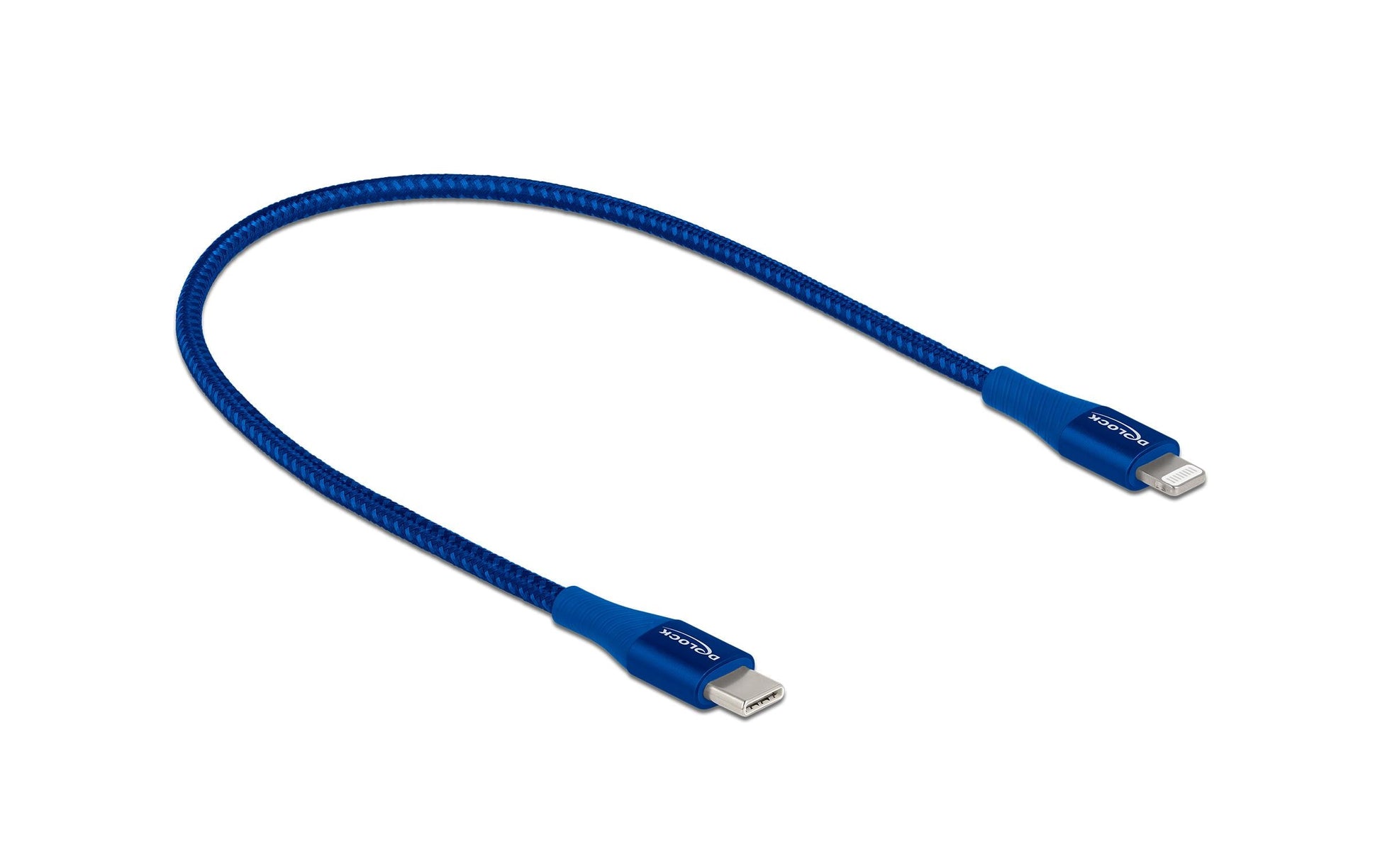 DeLOCK Kabel – USB-C auf Lightning 0,5 m, MFi zertifiziert, PD 27 W, geflochten, Blau – für iPhone/iPad