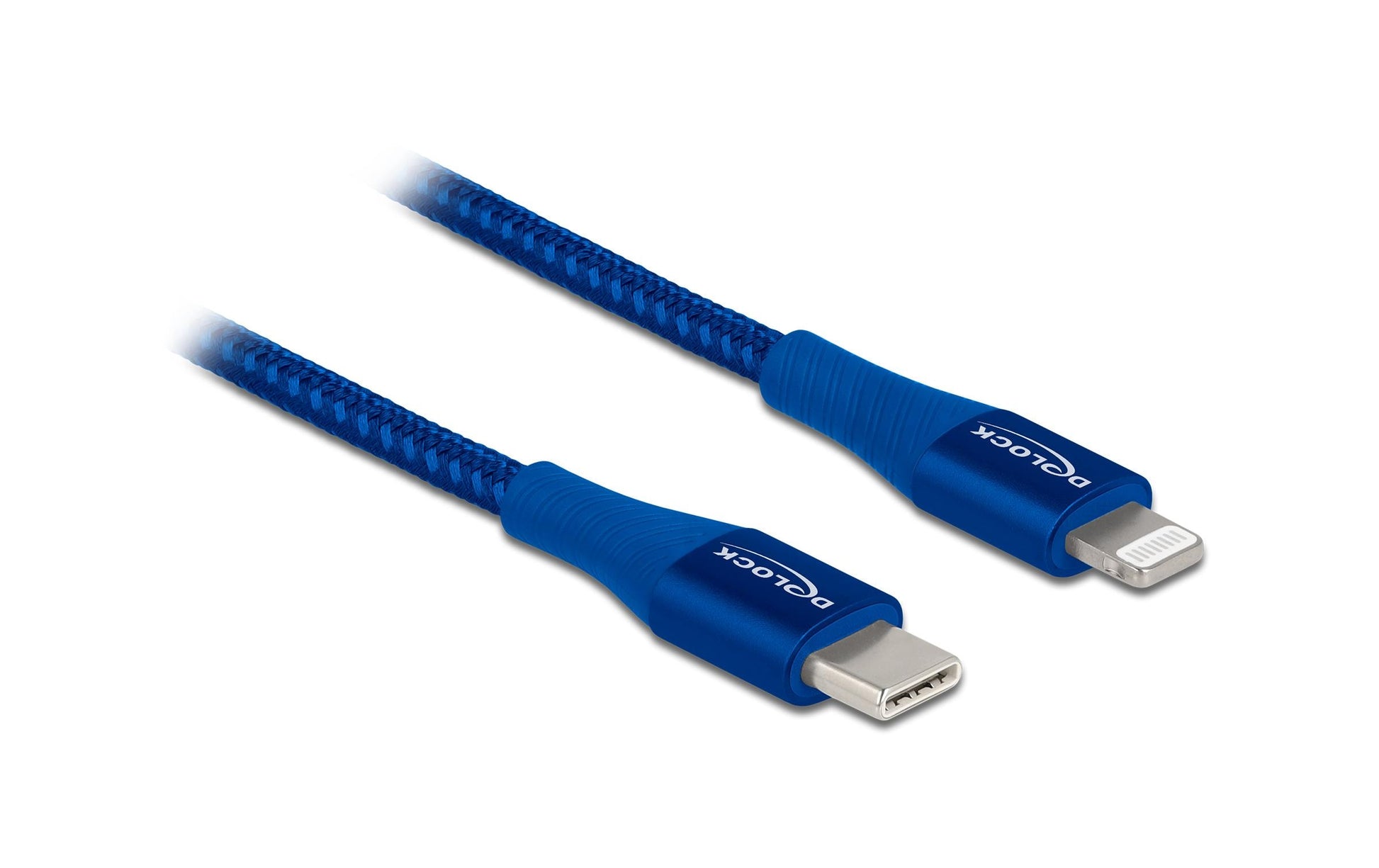 DeLOCK Daten- & Ladekabel – USB-C auf Lightning 1 m, PD 27 W, geflochten, Blau – für iPhone/iPad