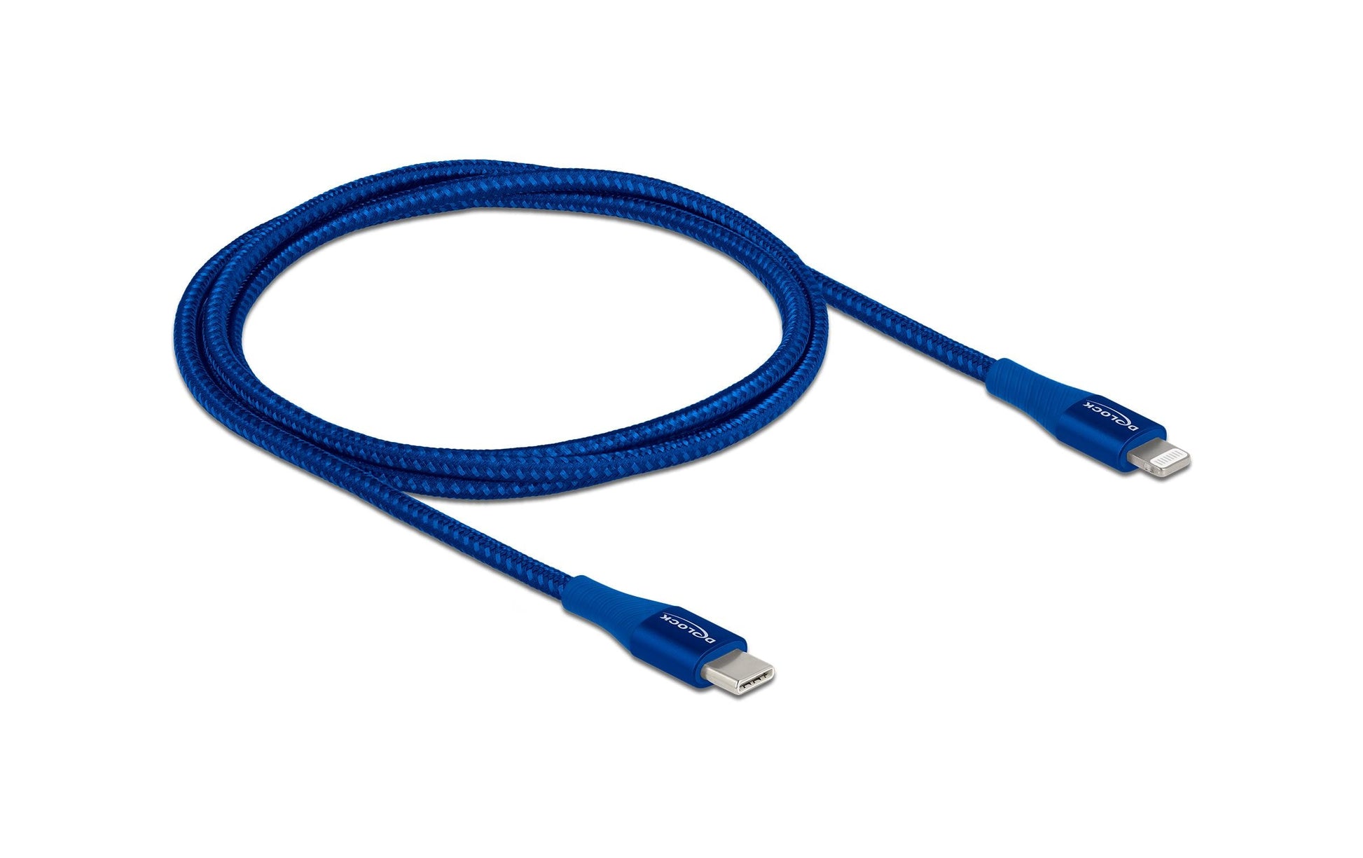 DeLOCK Daten- & Ladekabel – USB-C auf Lightning 1 m, PD 27 W, geflochten, Blau – für iPhone/iPad