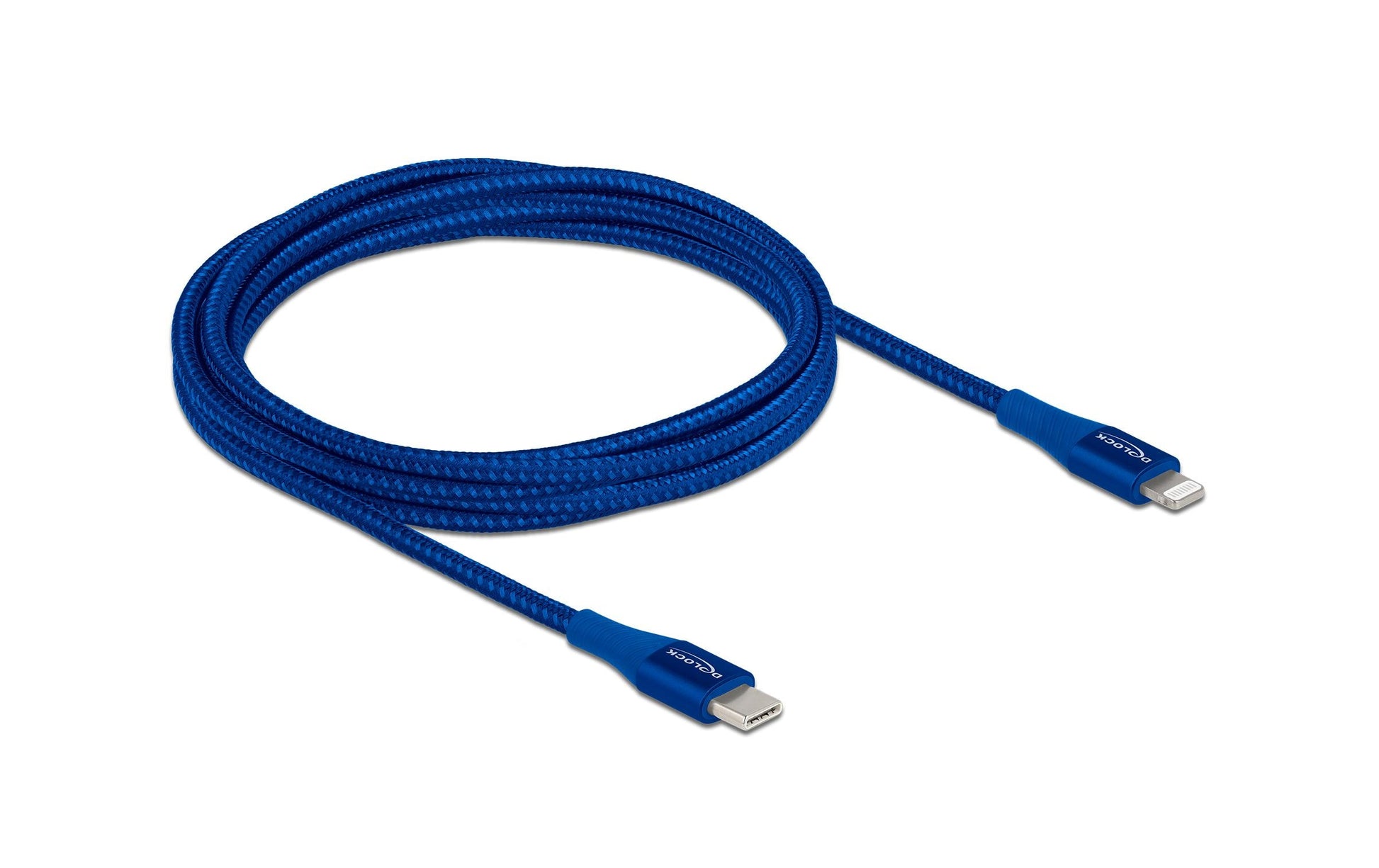 DeLOCK Daten- & Ladekabel – USB-C auf Lightning 2 m, PD 27 W, geflochten, Blau – für iPhone/iPad