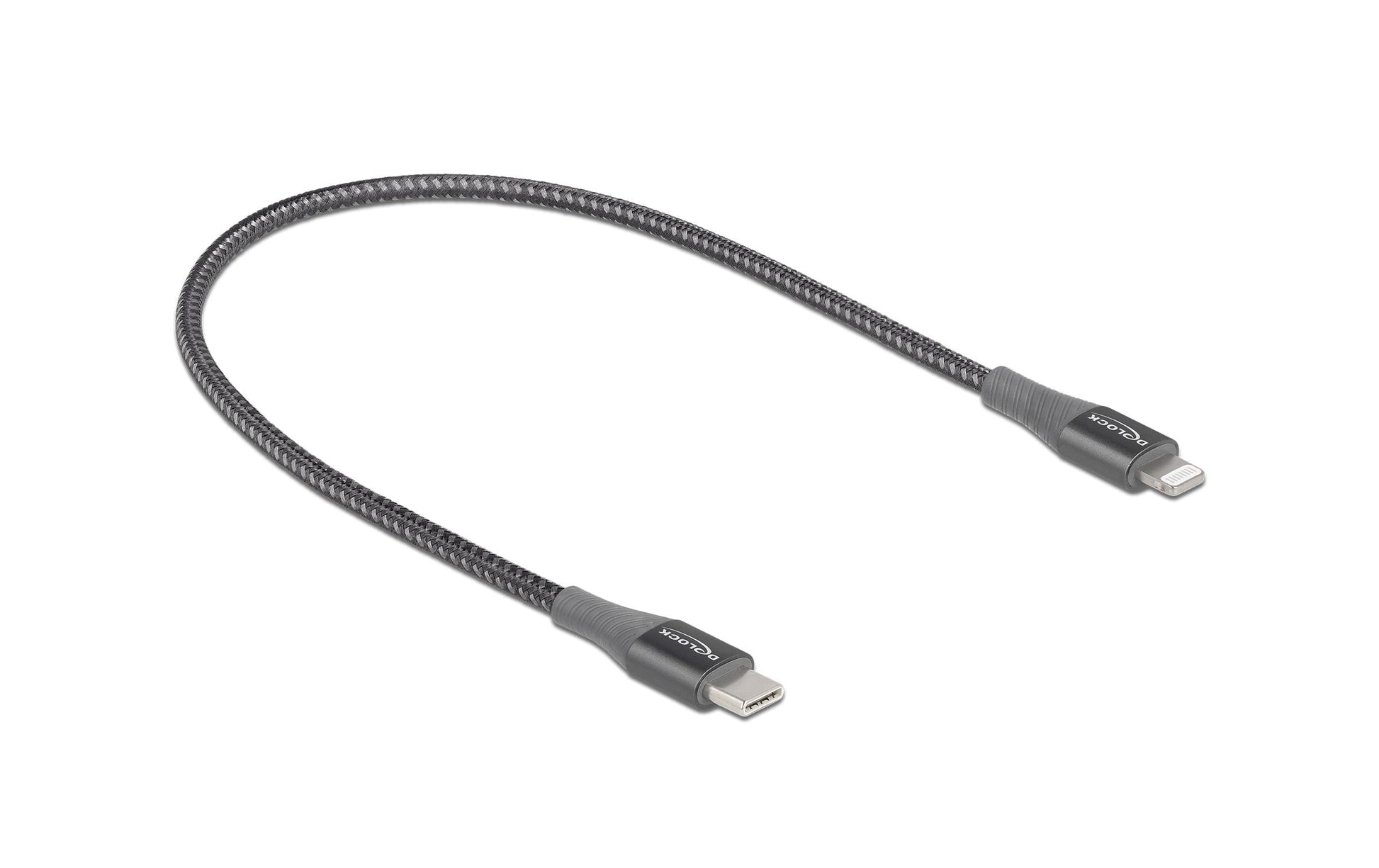 DeLOCK Daten- & Ladekabel – USB-C auf Lightning 0,5 m, 27 W, geflochten, Grau – für iPhone/iPad