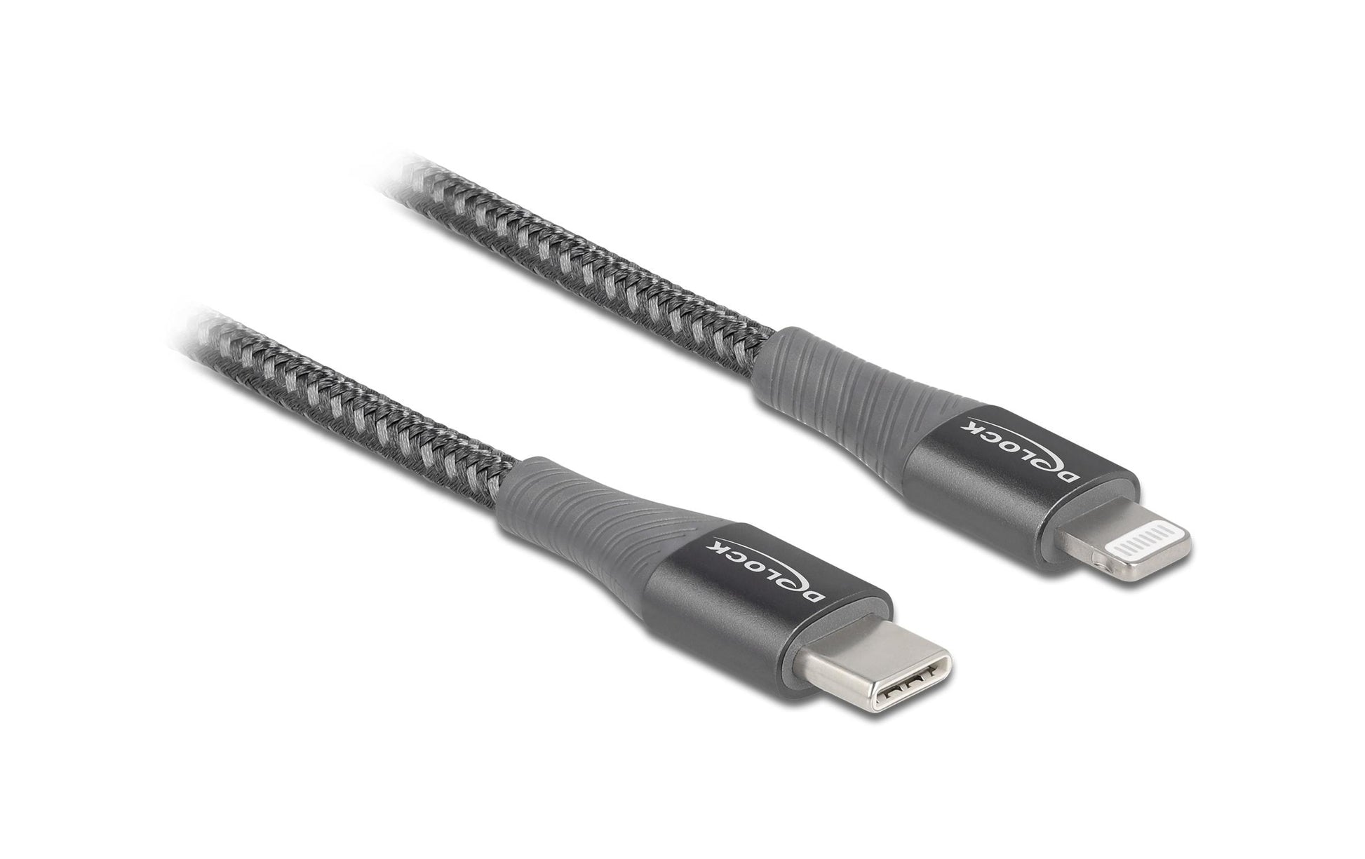 DeLOCK Daten- & Ladekabel – USB-C auf Lightning 1 m, PD 27 W, geflochten, Grau – für iPhone, iPad und iPod