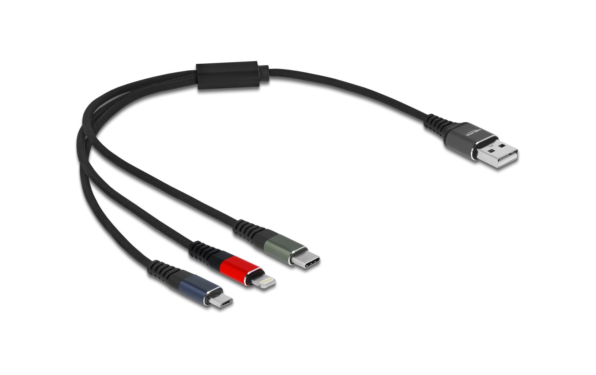 DeLOCK Multi-Kabel – 3-in-1 USB-A auf Micro-USB/Lightning/Apple 30-Pin 0,3 m – für iPhone/Android