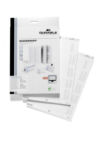 Durable BADGEMAKER Schuletiketten – Weiss