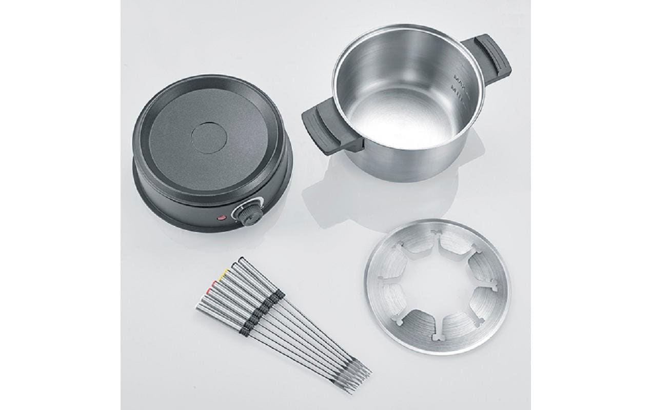Severin Fondue-Set FO 2470 – Edelstahl, 1,4 l, 8 Personen, elektrisch – schwarz/Edelstahl