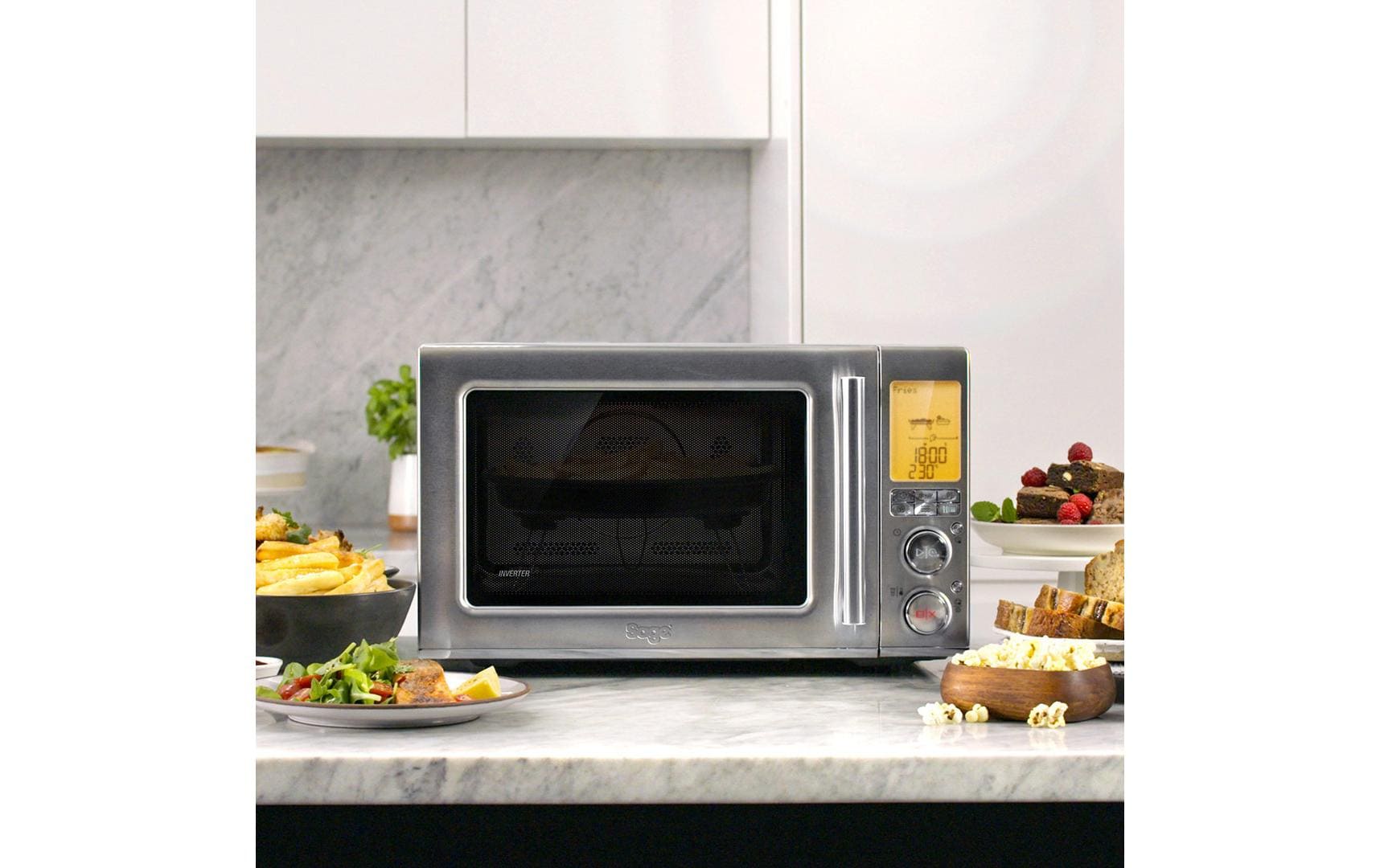 Sage Kombi-Mikrowelle Combi Wave SMO870BSS4QEU1 – 32 l, Grill & Heissluft, 1100 W – silber/edelstahl