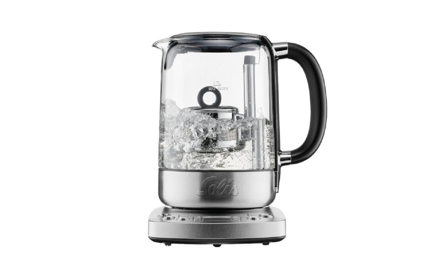Solis Typ 5518 – Elektrischer Teekocher – 1,7 l – 2200 W – Warmhaltefunktion – Silber