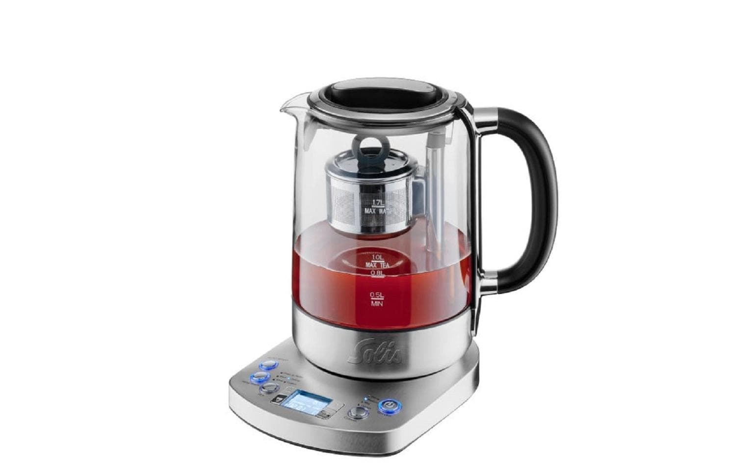 Solis Typ 5518 – Elektrischer Teekocher – 1,7 l – 2200 W – Warmhaltefunktion – Silber
