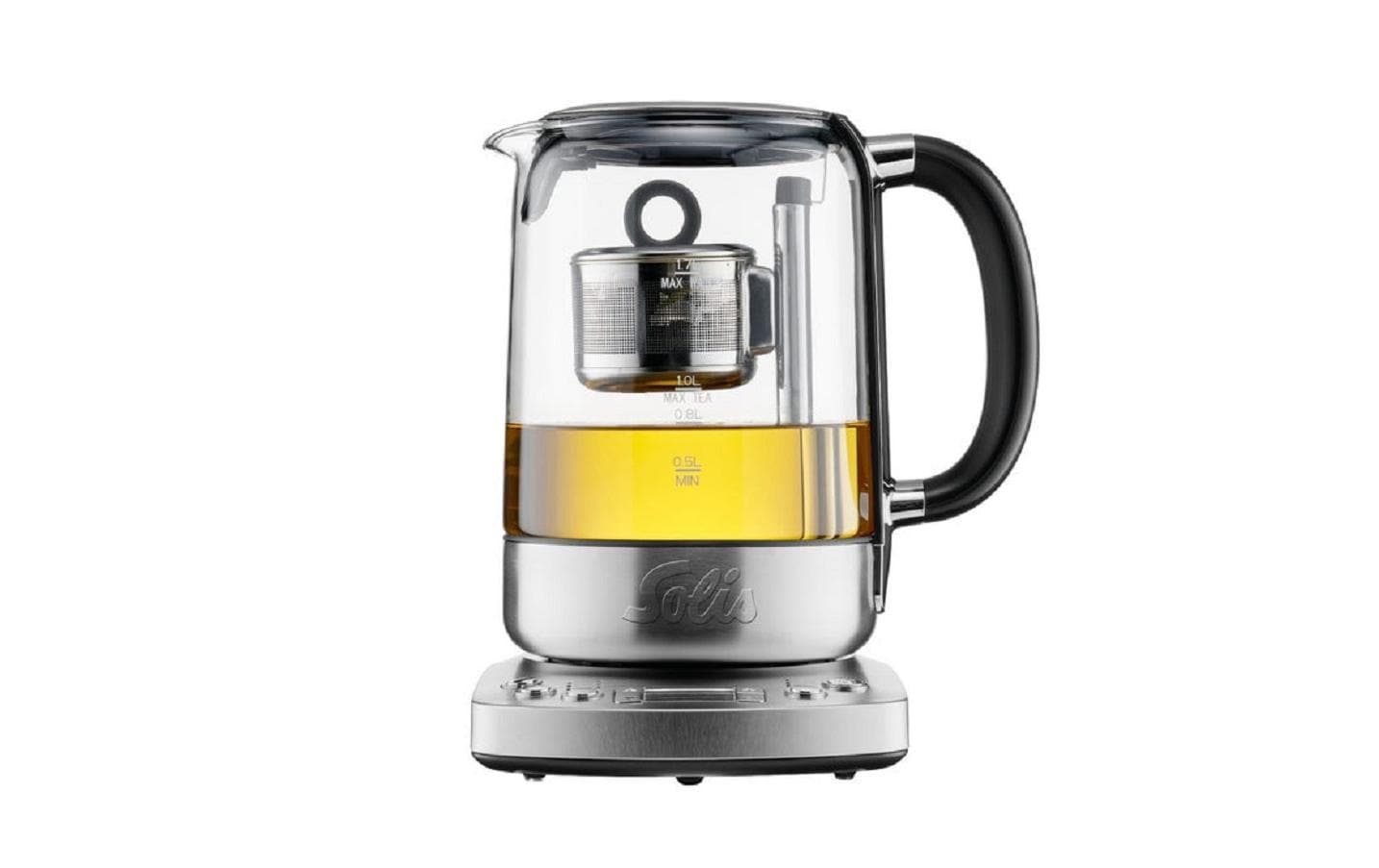 Solis Typ 5518 – Elektrischer Teekocher – 1,7 l – 2200 W – Warmhaltefunktion – Silber