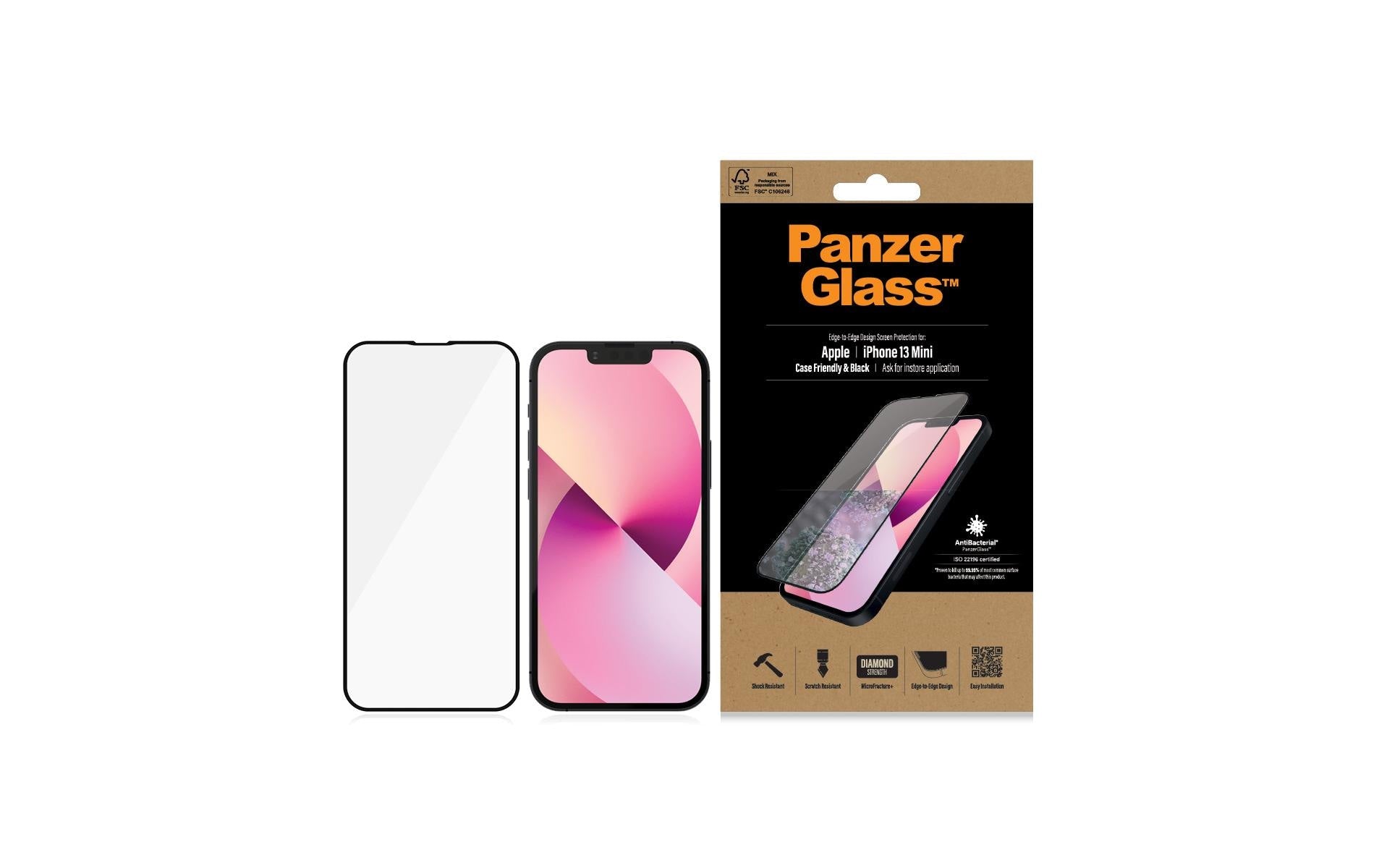 PanzerGlass Displayschutzglas – für Apple iPhone 13 mini, Hartglas, Transparent – 1er-Pack