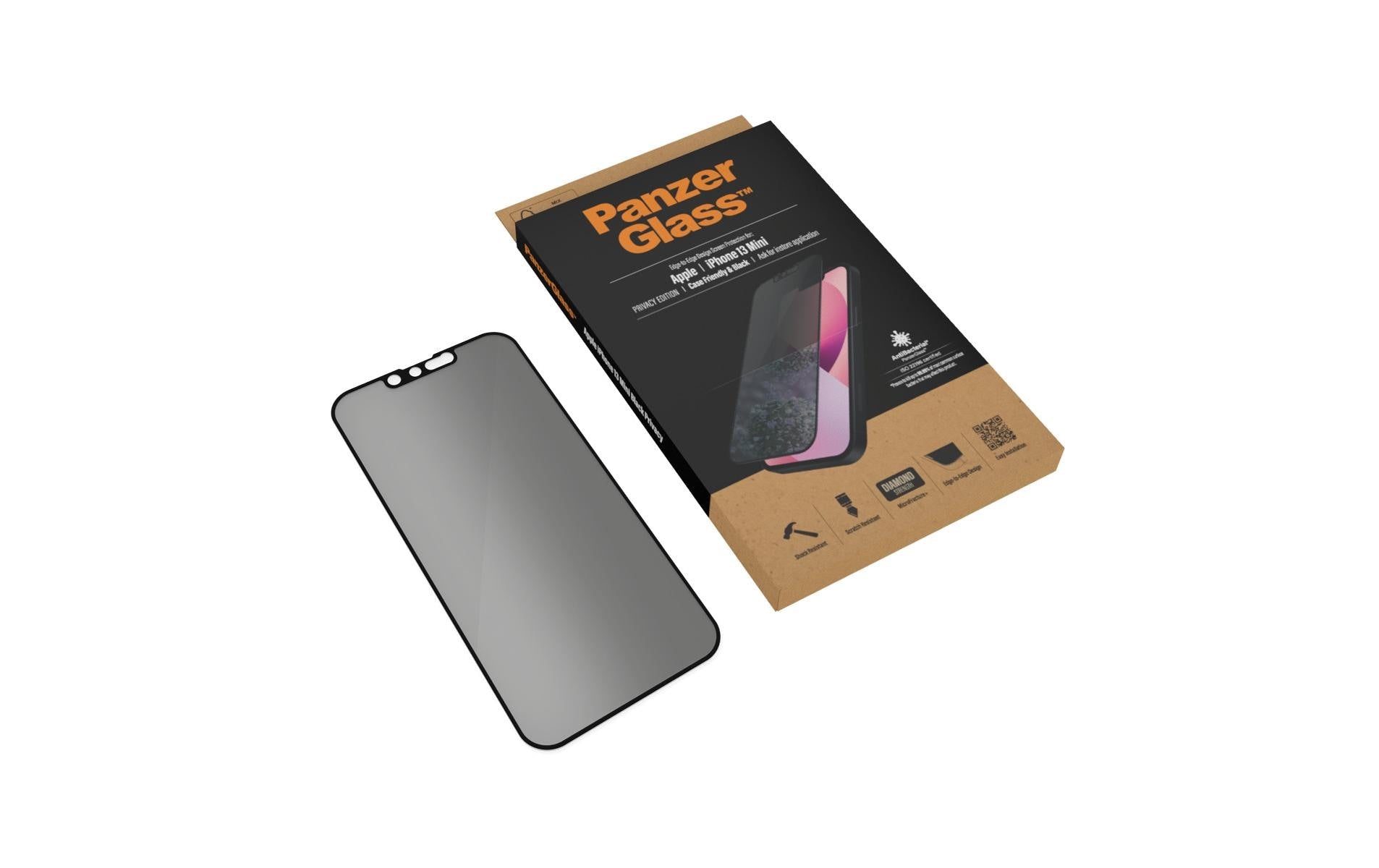 PanzerGlass Displayschutzglas – für Apple iPhone 13 mini, kratzresistent, antibakteriell, Hartglas, transparent