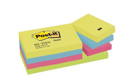 Post-it Haftnotizen – 51×38 mm – sortiert, 12×100 Blatt, PEFC