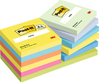 Post-it Haftnotizen Energetic Collection – 76×76 mm – sortiert, 6×100 Blatt, PEFC