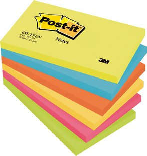 Post-it Haftnotizen – 127×76 mm – sortiert, 6×100 Blatt, PEFC
