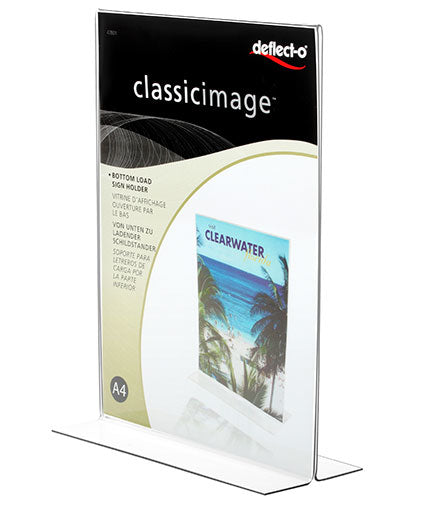 Deflecto Tischaufsteller – für A4 – Hochformat – Transparent – Polystyrol (PS)