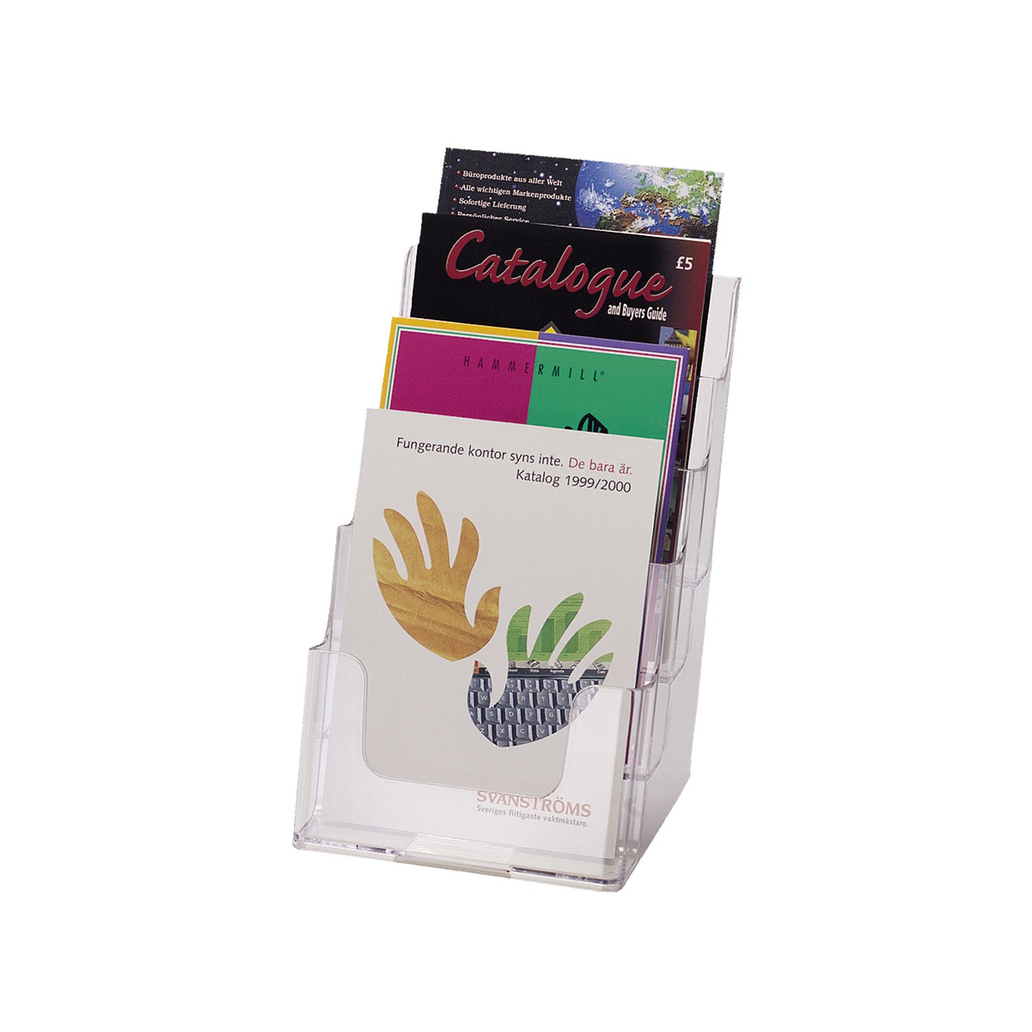 Deflecto Prospekthalter Docuholder 77901 – für A5 – 4 Fächer – Hochformat – transparent
