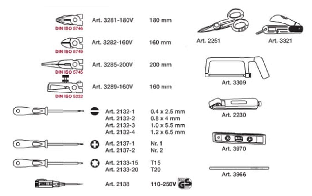 Kraftwerk – 3996ET Elektriker-Werkzeugsatz – VDE 1000 V, 8 Schraubendreher – 20 Stück