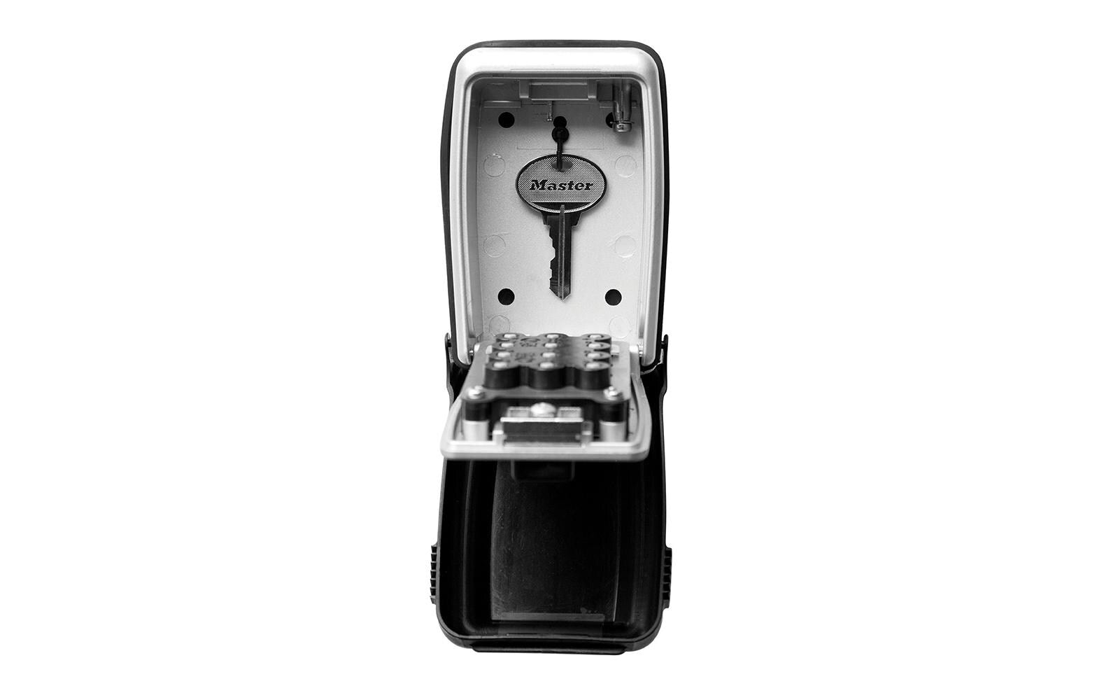 Master Lock Schlüsselsafe 5423EURD – Elektronikschloss – 79×52×117 mm – Wandmontage – Grau