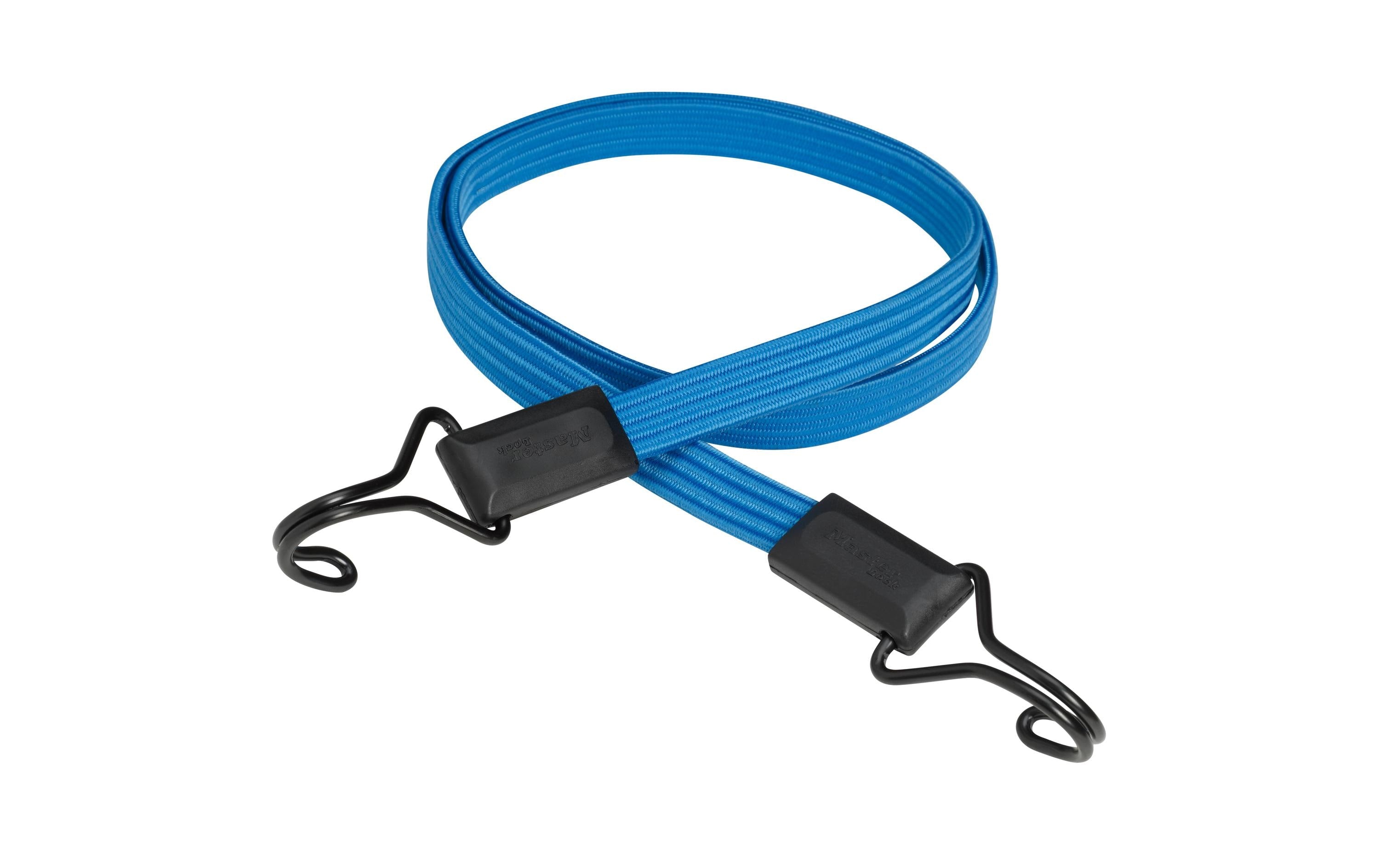 Masterlock Gummi-Spannseil 1,2 m × 18 mm, Gummi, Blau, mit Doppelhaken, für Fahrradkorb