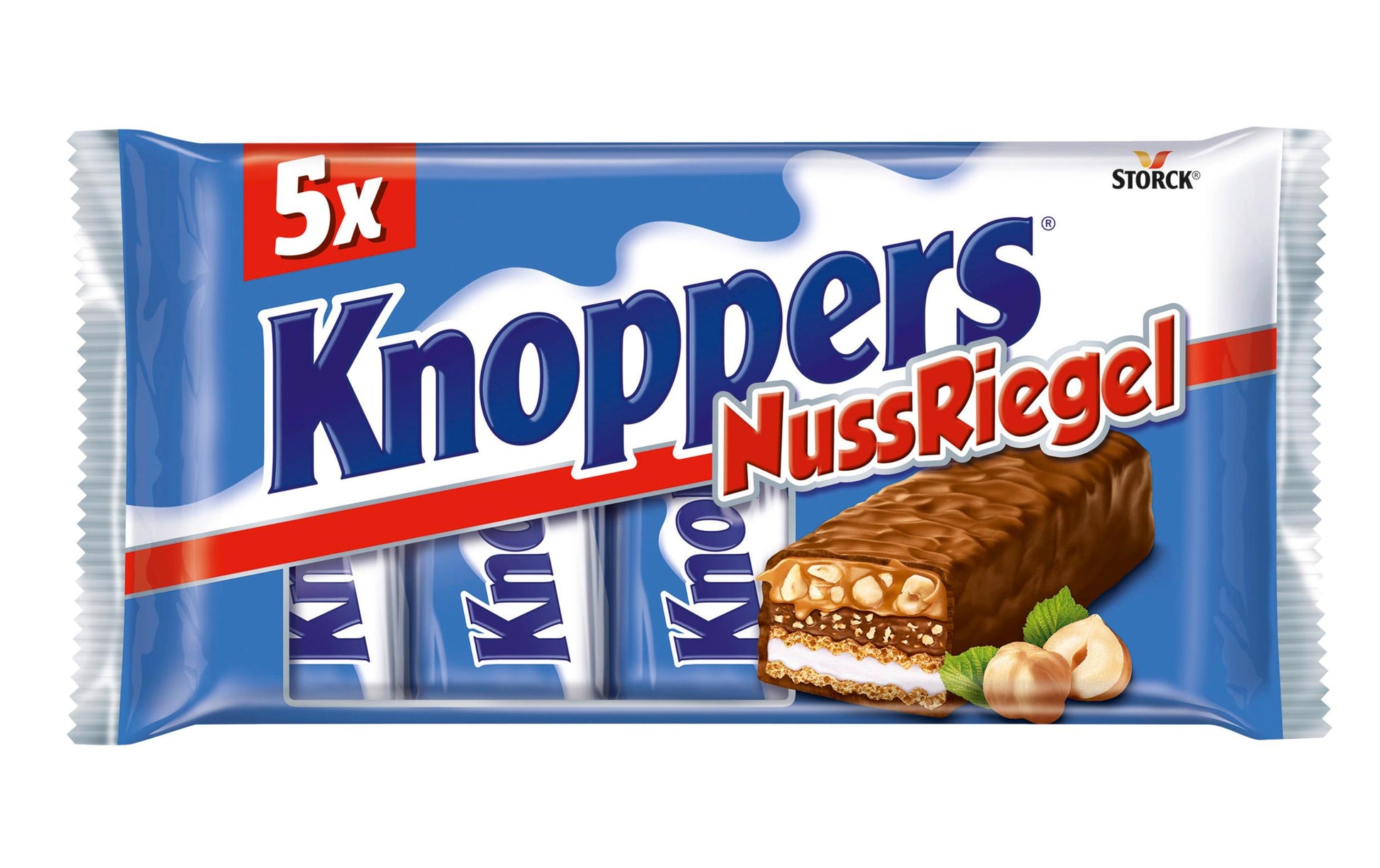 STORCK Knoppers Nussriegel – Haselnuss – 5 × 40 g