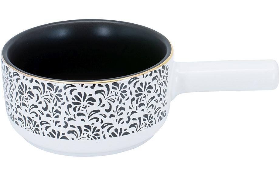 Kadastar Caquelon – Ø 16 cm, Steingut, für Käsefondue, Gas, Weiss