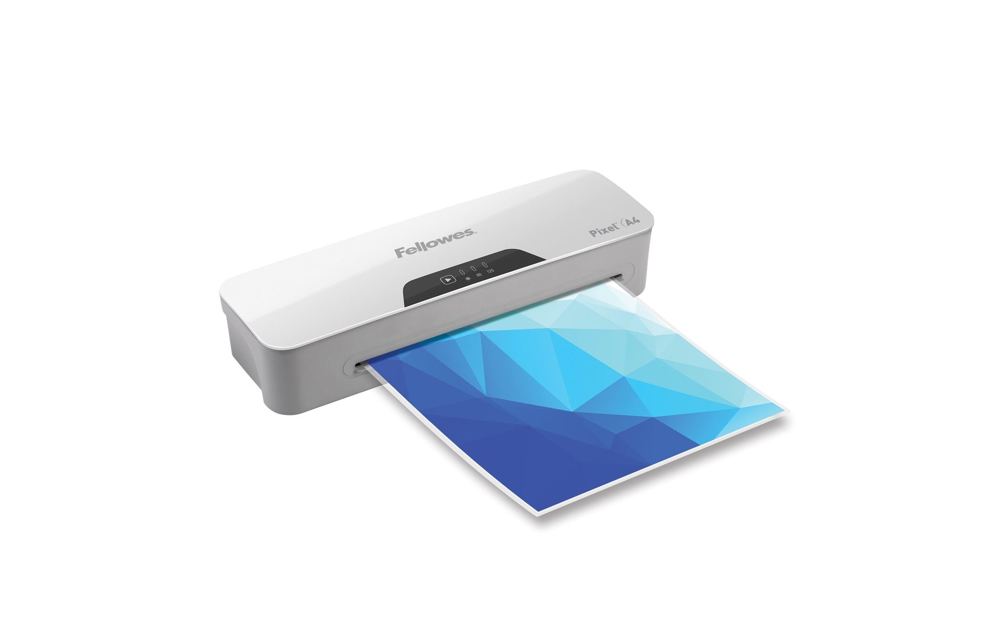 Fellowes PIXEL Laminiergerät A4 – 2-Rollen, 75–125 µm, Kaltlamination, Aufheizzeit 3 Min., Weiss
