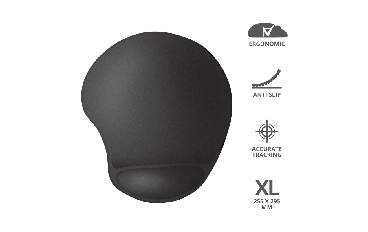 Trust Bigfoot XL – Mauspad mit Handgelenkauflage – XL – Gel – Schwarz – 292 × 322 mm