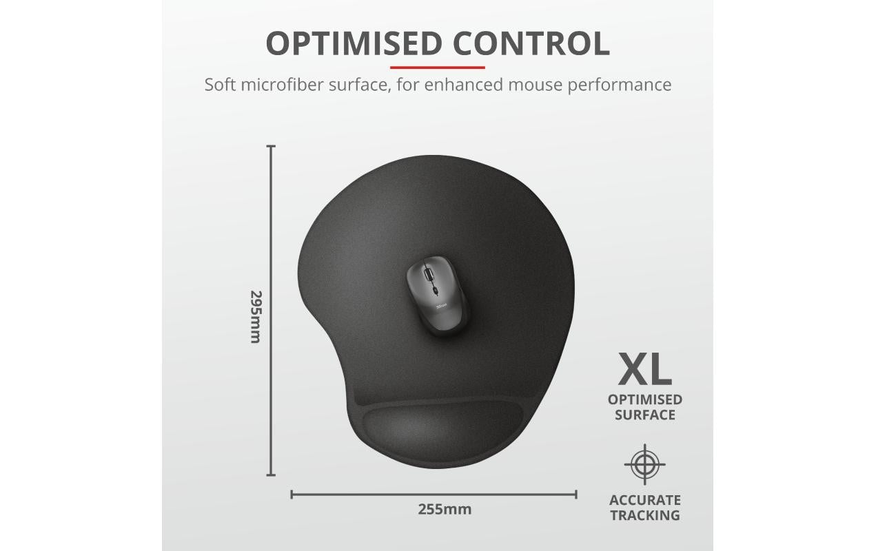 Trust Bigfoot XL – Mauspad mit Handgelenkauflage – XL – Gel – Schwarz – 292 × 322 mm