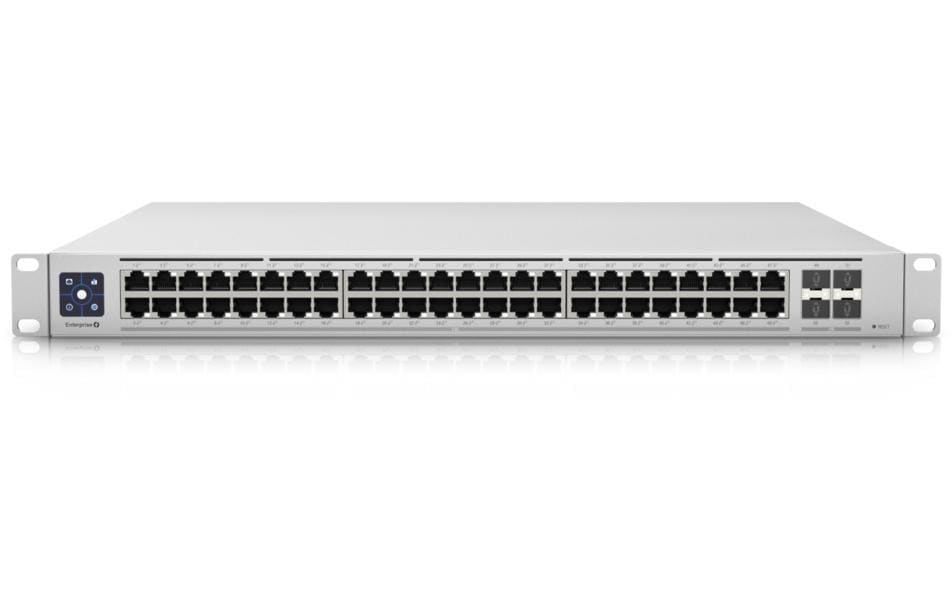 Ubiquiti UniFi USW-ENTERPRISE-48-POE – Managed Switch, 48× 2.5GbE, 4× 10GbE SFP+, L3, 1.3" Touchscreen, Weiss