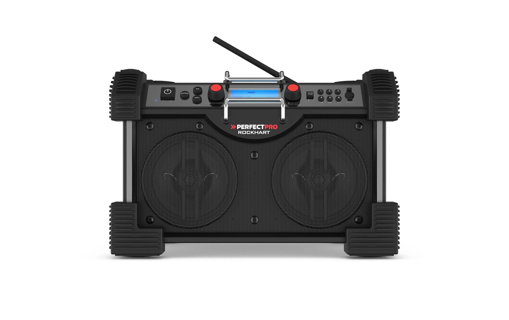 Perfectpro Rockhart RH4 – Baustellenradio – DAB+, UKW, Internetradio, Bluetooth, IP44, Akkubetrieb – Schwarz