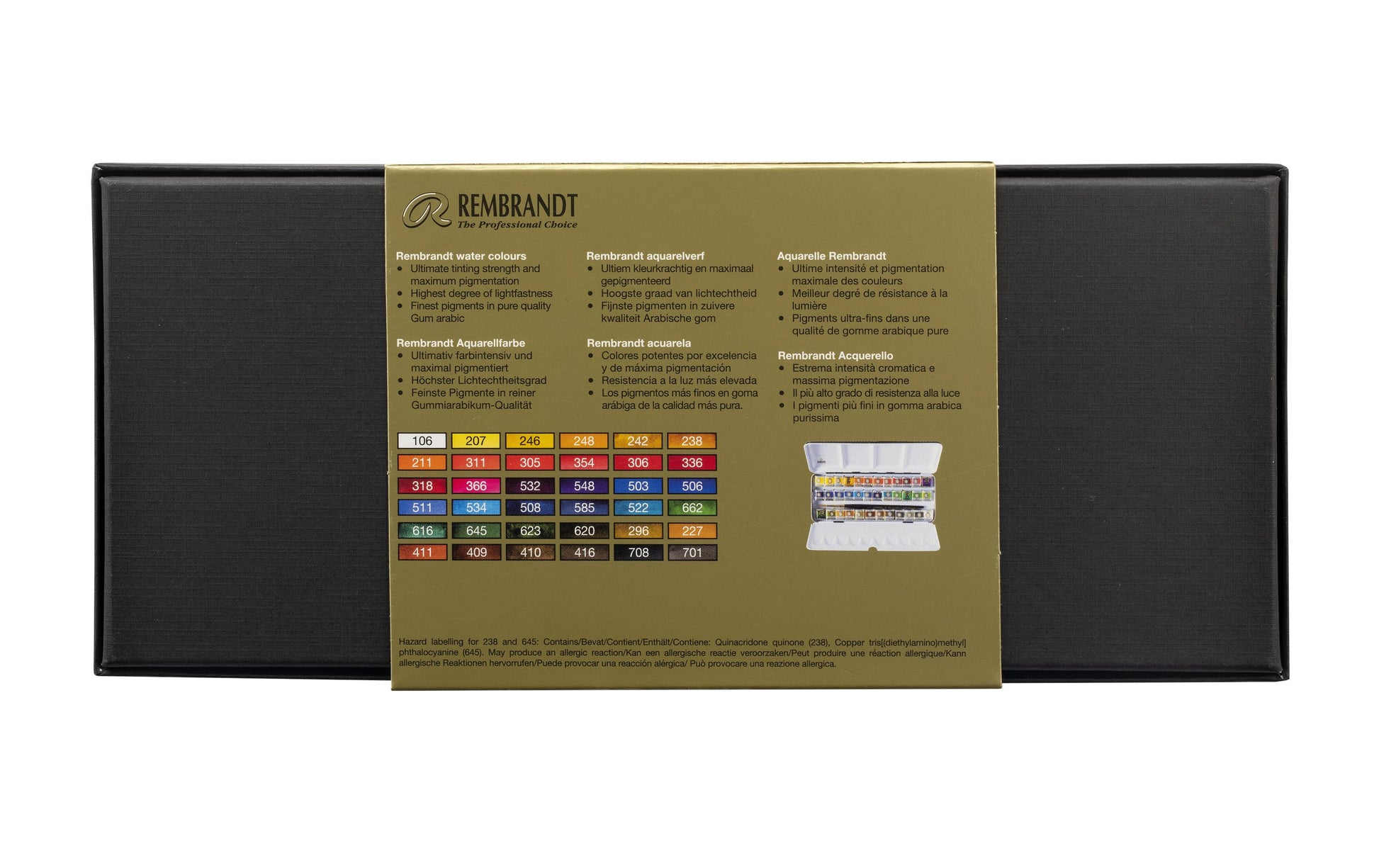 Royal Talens Rembrandt – Aquarellfarbe – Metalletui – Set – 36 Farben, 36 × 10 ml, inklusive Pinsel