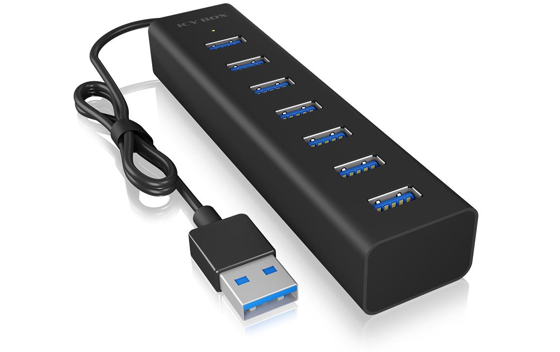 ICY BOX IB-HUB1700-U3 USB-Hub – USB 3.0, 7× USB-A, für Windows/Mac