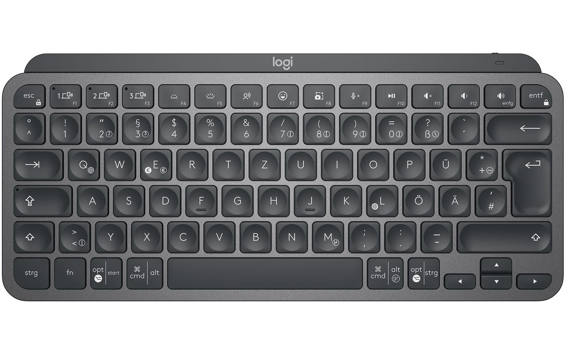 Logitech MX Keys Mini – Tastatur, kabellos (Bluetooth), CH-Layout (DE-CH), beleuchtet, Grau